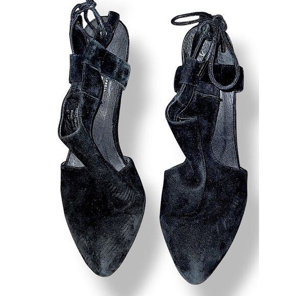 JEFFREY CAMPBELL black suede lace up wedge Back Tie Closed Toe shoes sz 9 - Picture 1 of 7